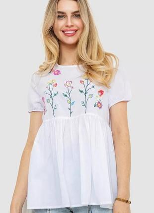 Бавовняна блуза з вишивкою
