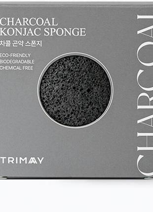 Очищувальний спонж конняку з деревним вугіллям trimay charcoal konjac sponge делікатно і дбайливо оч