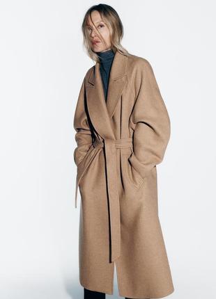 Шерстяне пальто тепле zara xs 34 s 36