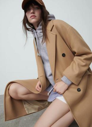 Пальто oversize цвета кемэл zara