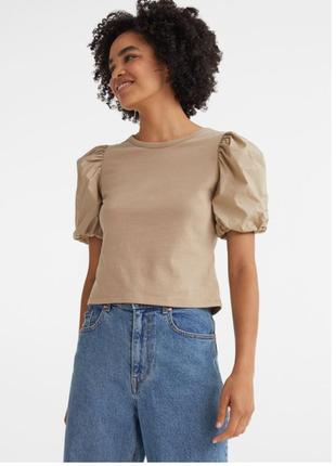 Футболка h&m бежевая s