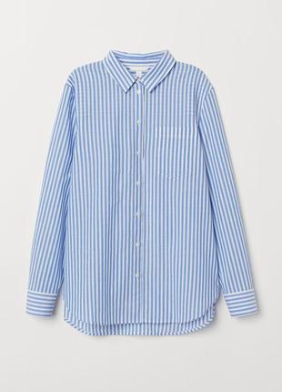 Базова сорочка в смужку сорочка оверсайз рубашка з кишенею h&m 80c-d хлопковая рубашка в полоску рубашка свободного кроя