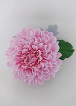 Заколочка рожева хризантема2 фото