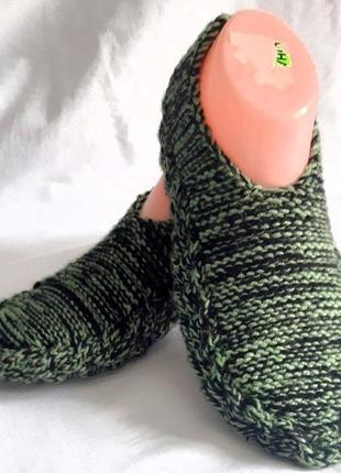 Теплые плотные вязаные ручной работы полушерстяные мужские тапочки носки следы, размер 42-44