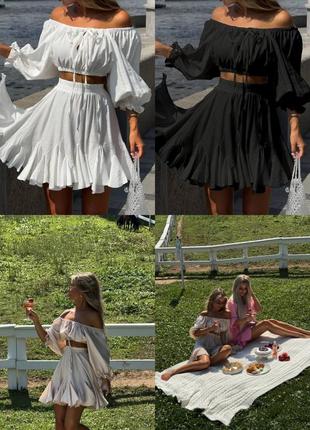 🎨4! шикарный женский костюм жатка черный блуза юбка юбка женский3 фото