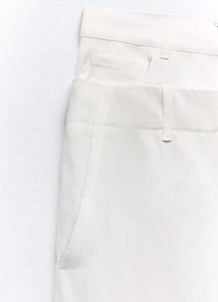 Льняные брюки брюки с двойным поясом5 фото