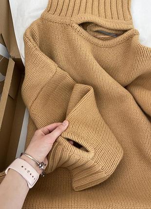 Бежево-коричневий вовняний светр — limited edition zara (100% мериносова вовна)