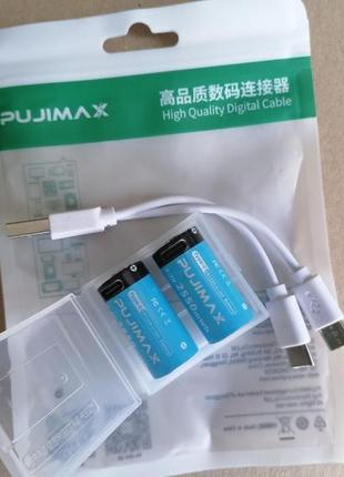 2 шт. pujimax акумуляторні батарейки cr123a, 3.7v 2550 mwh, кейс, кабель заряджання type -c