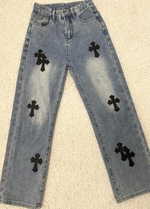 Джинси в стилі chrome hearts
