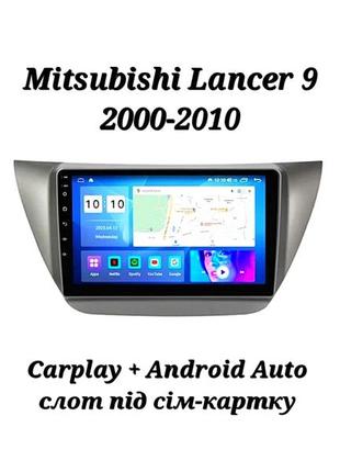 Магнітола android mitsubishi lancer 9, 6/128, 8 ядер, carplay, слот під сім-картку + рамка!