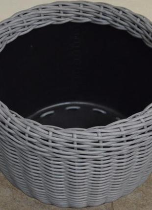 Корзина для дров плетеная (дровница) из искусственного ротанга ручной работы. цвет серый. 60 литров6 фото