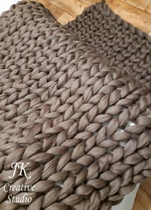 Плед "мокко" из толстой мериносовой шерсти3 фото
