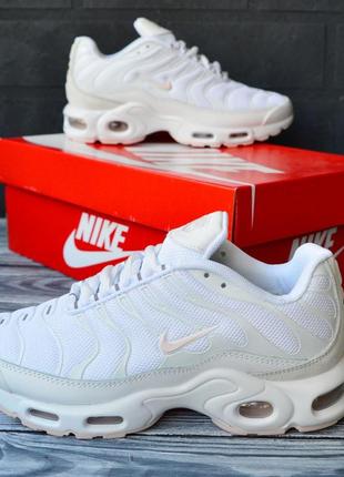 Nike air max tn plus кроссовки женские белые с розовым найм аэр макс с баллоном весенние низкие кожа кожа кожаные сетка легкие, отличное качество