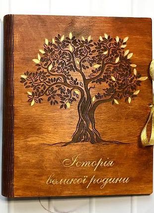 Фотоальбом "історія великої родини" с золотыми элементами, 50 листов+калька(листы 31х25 см)