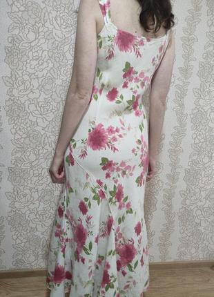 Льняне плаття / сукня / сарафан з квітковим принтом marks & spencer (100% льон)2 фото