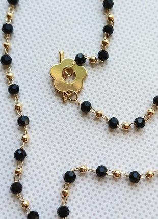 Цепочка с цветком блестящий нежный, чекер на шею винтажный, ожерелье колье винтаж