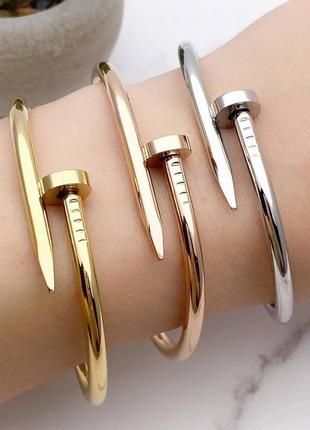 Браслет гвоздь, родий, лимон, медсталь, картье cartier, гвоздик