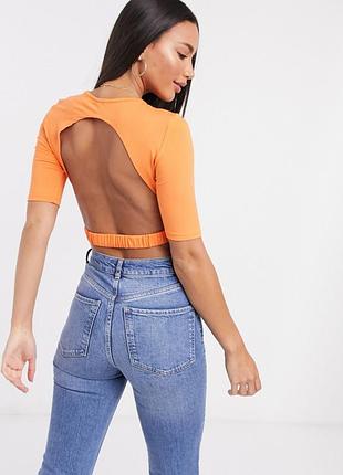 Вискозный укороченный топ с открытой спинкой asos