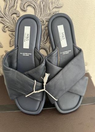 Новые сабо шлепанцы шлеки marks m &amp; s стильные модные натуральная кожа