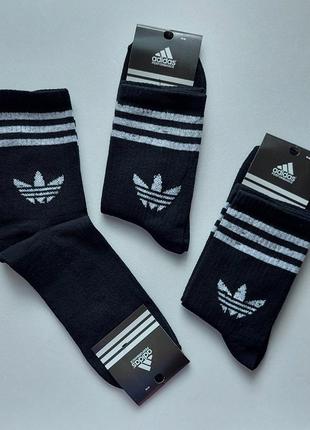 6 пар шкарпетки чоловічі "adidas" теніс.41-45р. високі, демісезонні,літні,чорні.