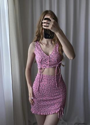 Летний комплект, костюм топ и юбка bershka