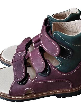 Ортопедические сандалии с супинатором foot care fc-113 размер 30 бордово-зеленые2 фото