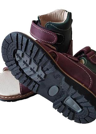 Ортопедические сандалии с супинатором foot care fc-113 размер 30 бордово-зеленые4 фото