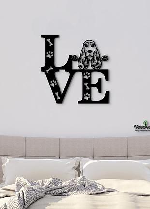 Панно love&paws англійський кокер-спанієль 20x20 см - картини та лофт декор з дерева на стіну.