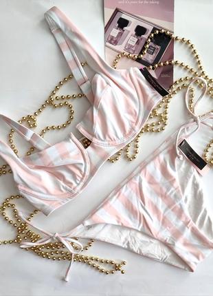 Купальник victoria's secret original m 34c 75c 36b 80b s в полоску на завязках