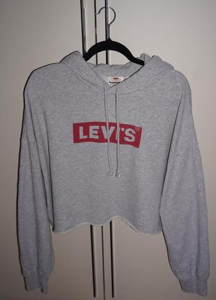 Сіра вкорочена оверсайз худі від levis