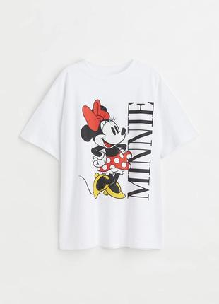 Белая футболка из минни маус футболка с микки футболка оверсайз h&m disney белья футболка с принтом танки мауса футболка с минни маус
