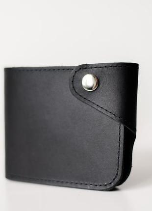 Вместительный кошелек  черного цвета из натуральной полуматовой кожи2 фото