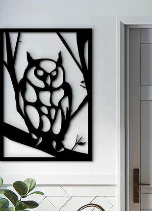 Настінний декор для кімнати, сучасна картина для інтер'єру "цікава сова", стиль лофт 25x18 см