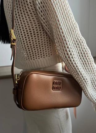 Miu miu nappa leather shoulder bag brown