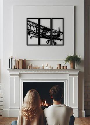 Деревянный декор в комнату, декоративное панно на стену "первый самолет", интерьерная...