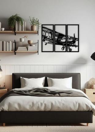 Деревянный декор в комнату, декоративное панно на стену "первый самолет", интерьерная...