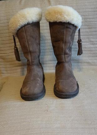 Оригинальные зимние фирменные кожаные сапожки ugg High australia 38 р.( низкий подъем)3 фото