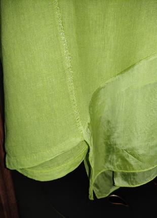 Льняна асиметрична блуза (італія) льон, шовк7 фото