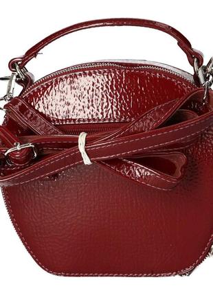 Круглый клатч кросс-боди david jones маленькая бордовая сумка через плече, лаковая женская сумка кожзам4 фото