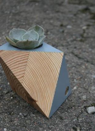 Геометрический деревянный горшок для суккулентов. кашпо горшок.3 фото