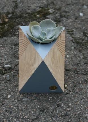 Геометрический деревянный горшок для суккулентов. кашпо горшок.4 фото