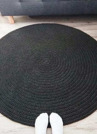 Килимок із джуту 120см чорний круглий1 фото