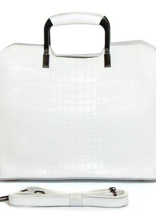 Женская кожаная сумка белая alex rai большая женская сумка класическая женская сумка стильная сумка2 фото