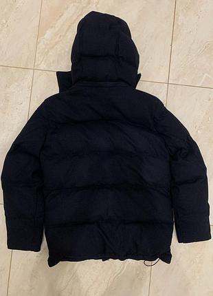 Зимова куртка пуховик mango man темно синя вовняна4 фото