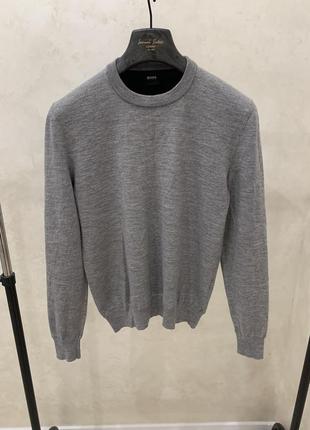 Свитер джемпер шерстяной серый hugo boss базовый