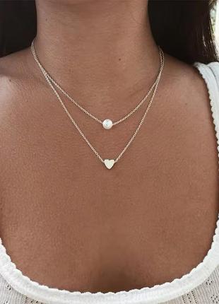 Подвійний ланцюжок серце намистина