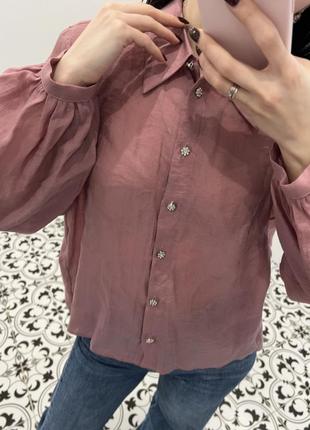 Роскошная блуза zara с объёмными рукавами6 фото