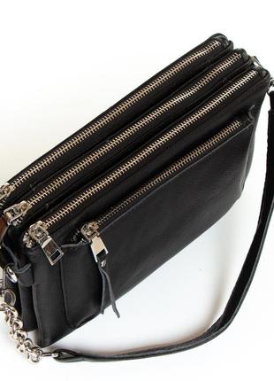 Черная класическая сумка женская alex rai сумка-клатч из натуральной кожы на каждый день сумка на три отделени4 фото