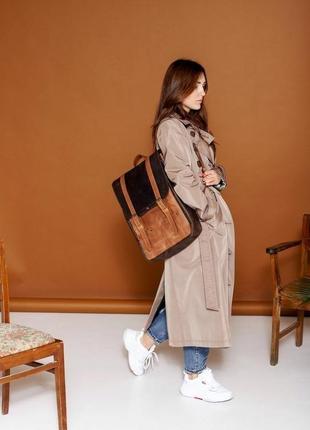 Вместительный женский городской рюкзак ручной работы  из натуральной винтажной кожи5 фото