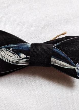 Краватка-метелик з натурального дерева. акрилова розпис.2 фото